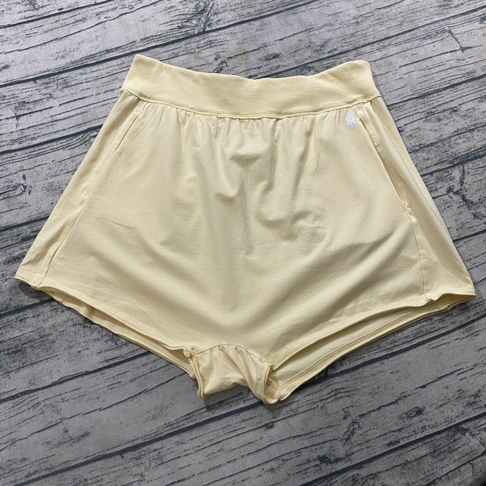 FREE PEOPLE MOVEMENT MOONLIGHT HOT SHOT HAREM SHORTS Sz XL Butter Yellow